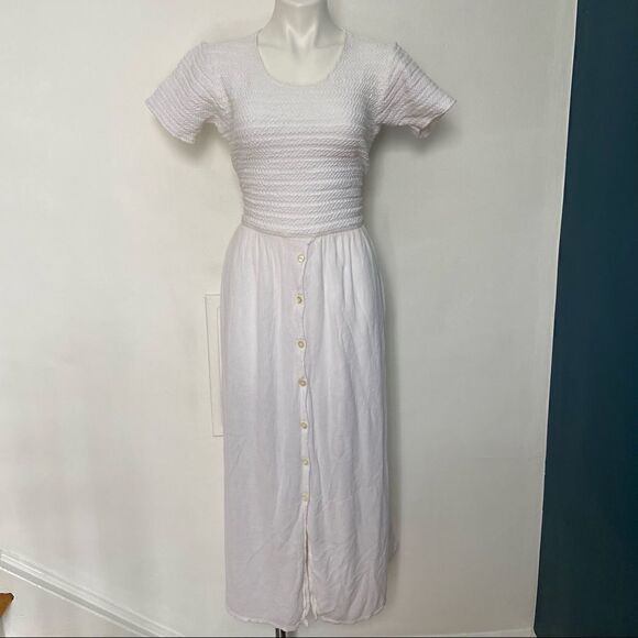 Jacquline Lauren vintage  Smocked 90s button front midi dress - Picture 5 of 11